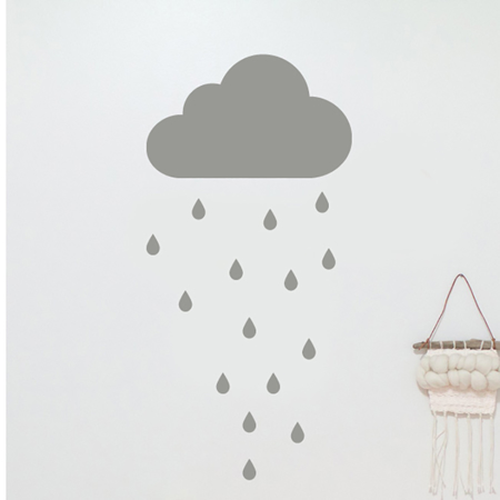 Pick Art Design® Adesivo da parete Nuvola grigia e Gocce di pioggia