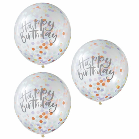 Ginger Ray® Happy Birthday palloncini con coriandoli 5 pz.