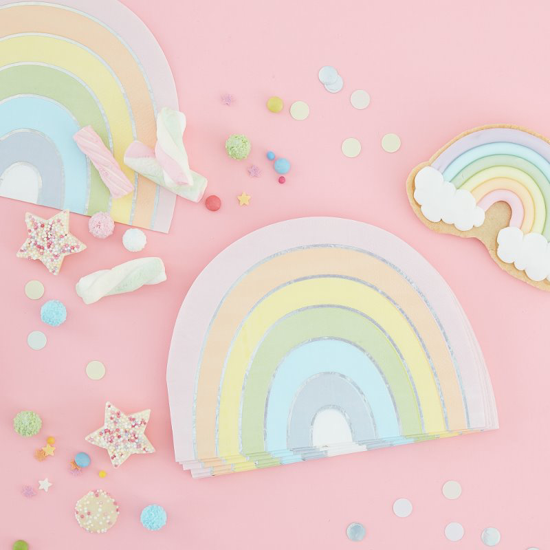 Immagine di Ginger Ray® Rainbow tovaglie di carta Pastel Party 16 pz.