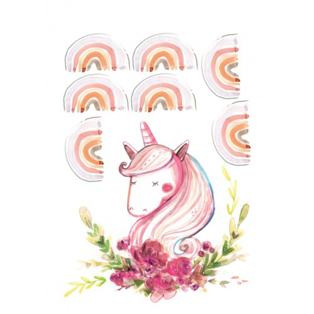 Immagine di Pick Art Design® Adesivo da parete Unicorno con arcobaleni