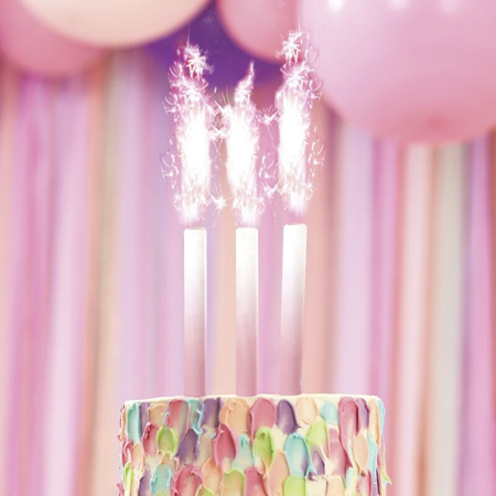 Immagine di Ginger Ray® Candela fontana per la torta  Pink Ombre 3 pezzi