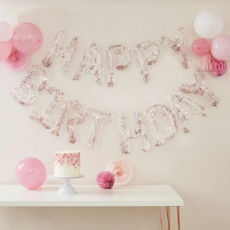 Immagine di Ginger Ray® Ghirlanda Palloncini con coriandoli Happy Birthday 