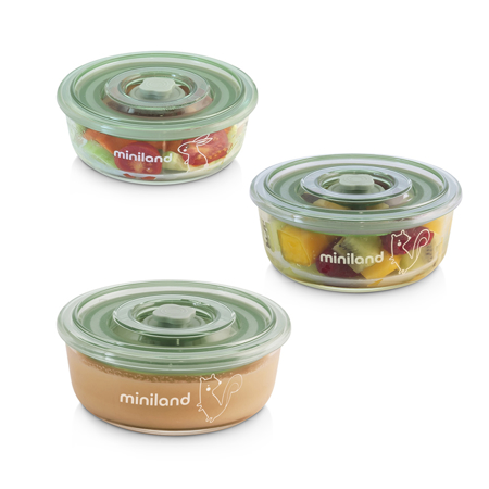 Miniland® Set 3 contenitori in vetro 300ml Chip