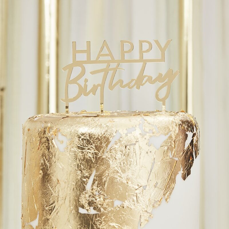 Immagine di Ginger Ray® Decorazione torta Gold Happy Birthday