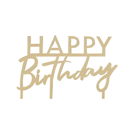 Ginger Ray® Decorazione torta Gold Happy Birthday
