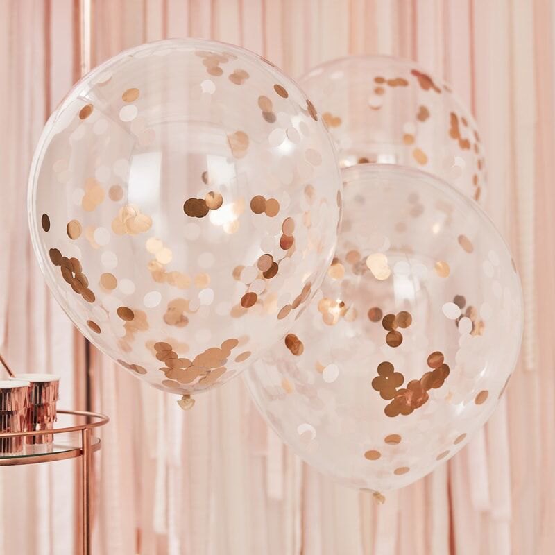 Immagine di Ginger Ray® Grandi palloncini con coriandoli Rose Gold 3 pezzi