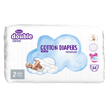 Immagine di Violeta® Pannolini Double Care Cotton Touch 2 Mini (3-6 kg) 64 pz.