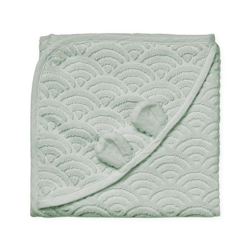 Immagine di  CamCam® Asciugamano con cappuccio e orecchie GOTS Dusty Green 80x80
