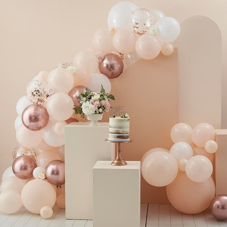 Immagine di Ginger Ray® Arco di palloncini Peach, White & Rose Gold