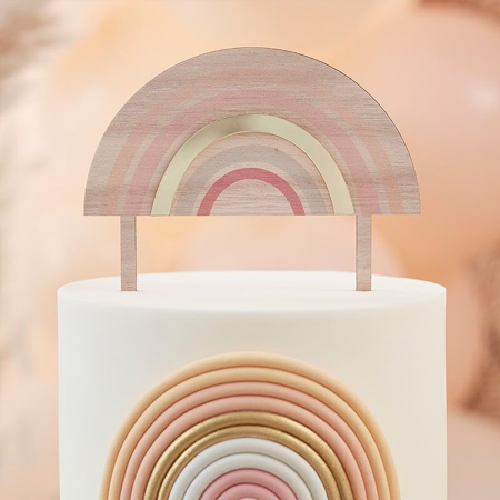 Immagine di Ginger Ray® Iscrizione decorazione in legno per la torta Baby Happy Everything  Rainbow