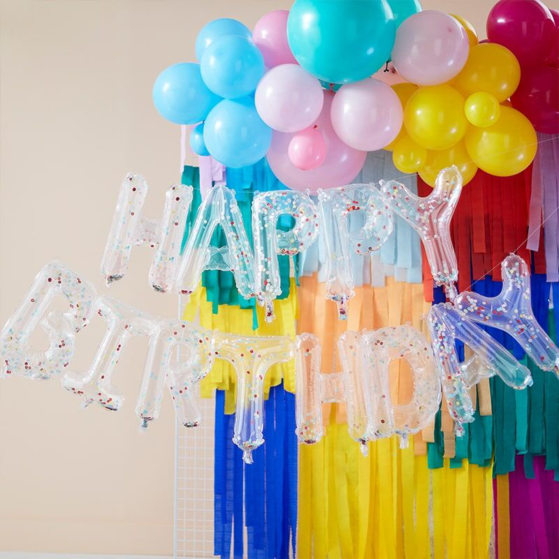 Immagine di Ginger Ray® Scritta da appendere gonfiabile Happy Birthday Mix It Up Rainbow