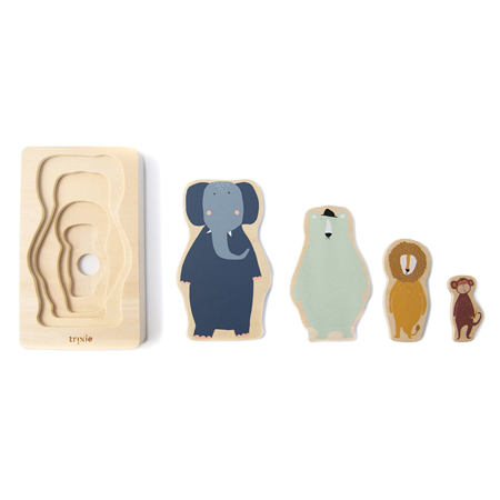 Trixie Baby® Puzzle in legno a quattro strati con personaggi animali