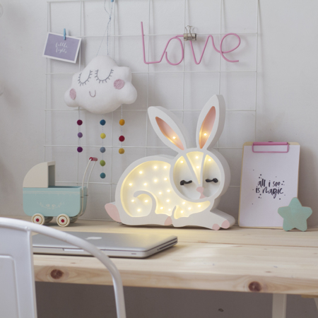 Little Lights® Lampada in legno fatta a mano Bunny Snow White