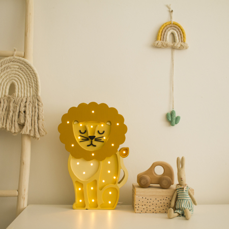 Little Lights® Lampada in legno fatta a mano Lion Yellow