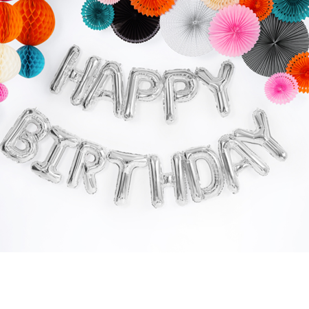 Party Deco® Palloncini Happy Birthday Silver