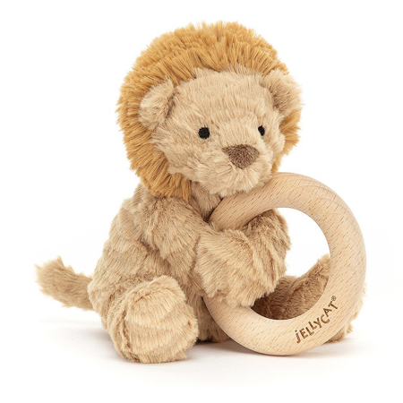 Immagine di Jellycat® Leone di peluche con anello in legno Fuddlewuddle Lion  14cm
