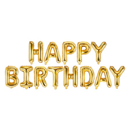 Immagine di Party Deco® Palloncini Happy Birthday Gold