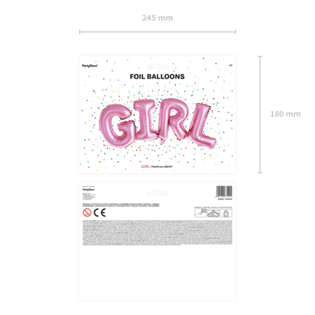 Party Deco® Palloncini con scritta Girl Pink