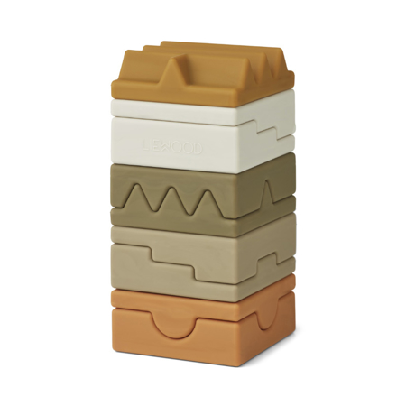 Immagine di Liewood® Cubi impilabili in silicone Morgan Tower Khaki Multi Mix