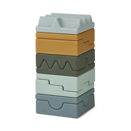 Immagine di Liewood® Cubi impilabili in silicone Morgan Tower Blue Multi Mix