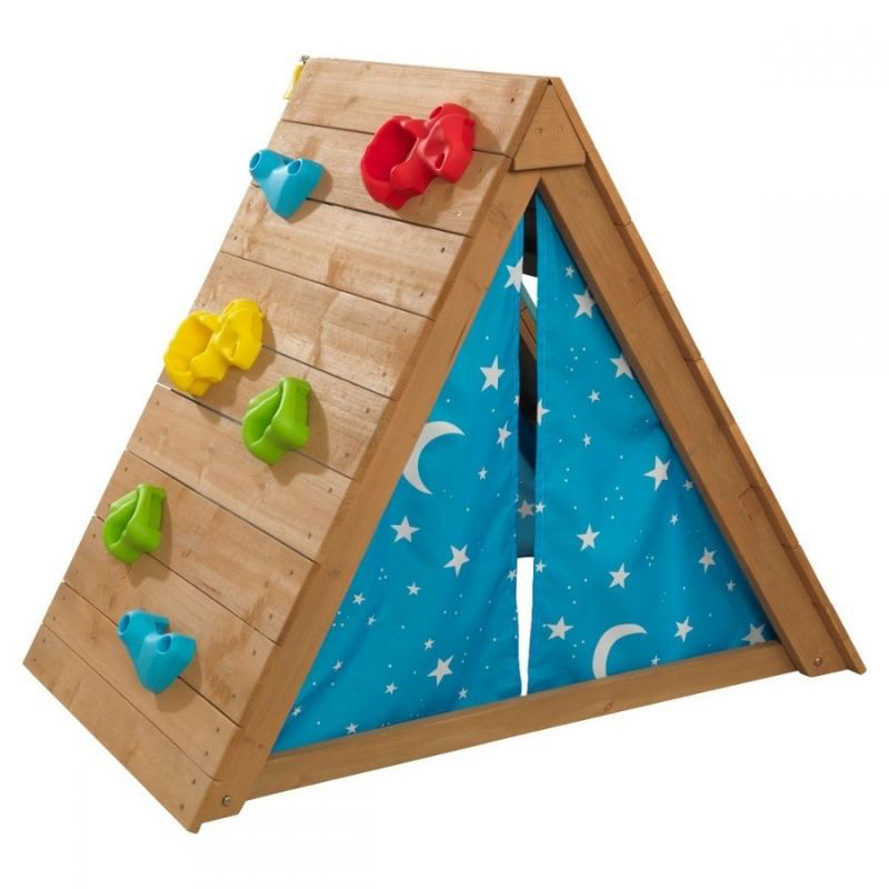 Immagine di KidKraft® Tenda in legno con parete da arrampicata