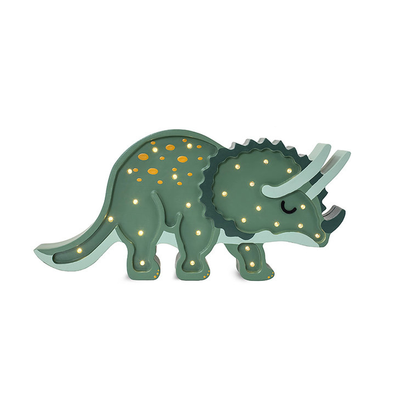 Immagine di Little Lights® Lampada in legno fatta a mano  Dino Triceratops Military Green