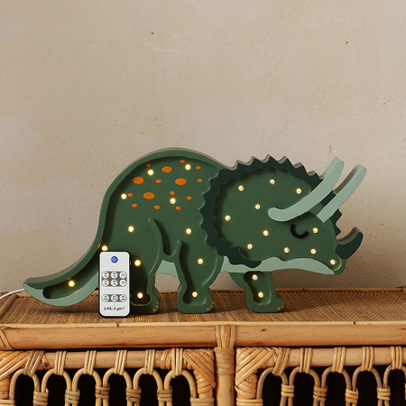 Little Lights® Lampada in legno fatta a mano  Dino Triceratops Military Green
