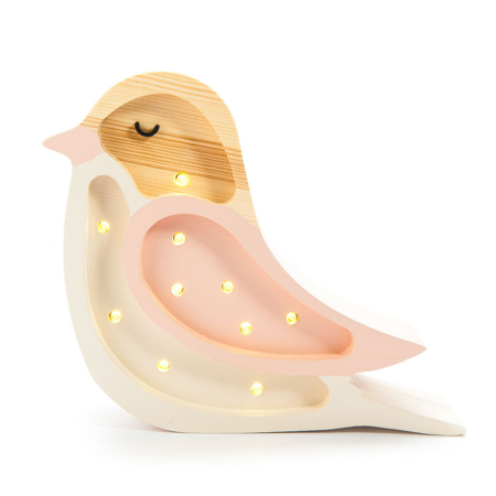 Immagine di Little Lights® Lampada in legno fatta a mano Bird Mini Strawberry Cream