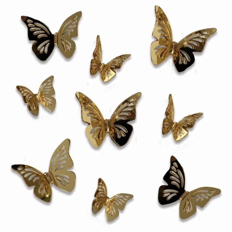 Immagine di Benlemi®  Adesivo da parete 3D Golden Butterflies