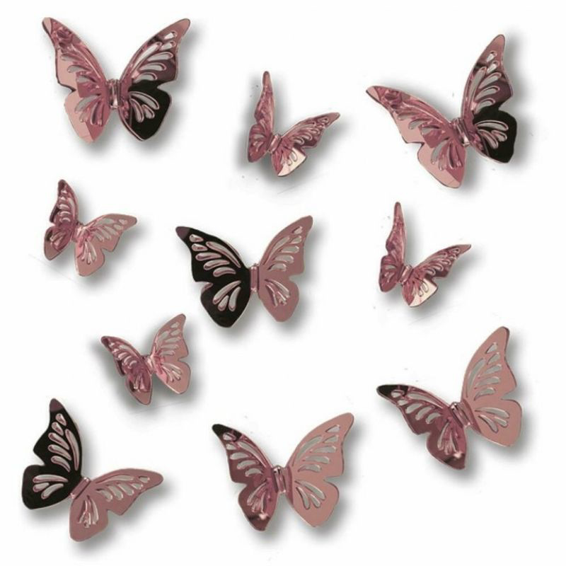 Immagine di Benlemi®  Adesivo da parete 3D  Pink Butterflies
