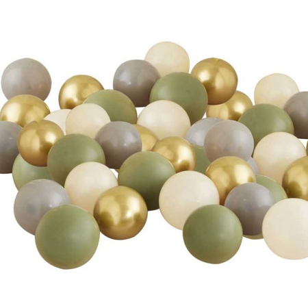Ginger Ray® Palloncini Gold Chrome, Olive Green, Grey&Nude 40 pezzi