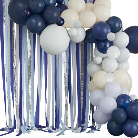 Immagine di Ginger Ray® Sfondo per fare le foto con palloncini Blue, Cream & Silver