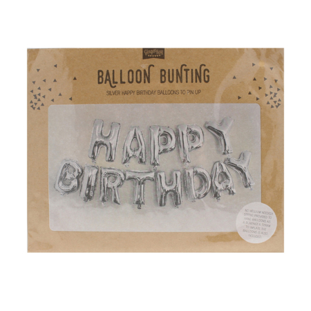 Immagine di Ginger Ray® Ghirlanda di palloncini Happy Birthday Silver
