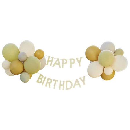 Immagine di Ginger Ray® Scritta da appendere Happy Birthday con palloncini 
