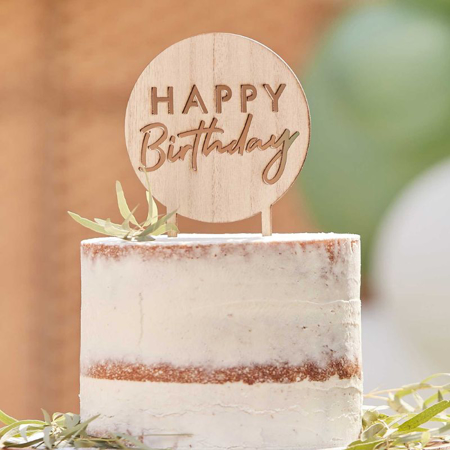 Immagine di Ginger Ray® Decorazione torta in legno Happy Birthday