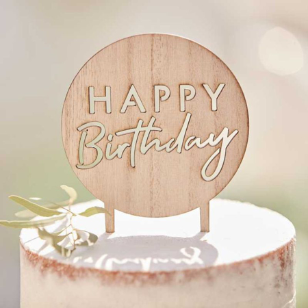 Immagine di Ginger Ray® Decorazione torta in legno Happy Birthday