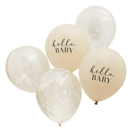 Ginger Ray® Ginger Ray® Palloncini con corianoli Hello Baby 5 pz.