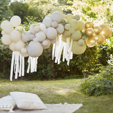 Immagine di Ginger Ray® Arco di palloncini Green, Cream, Grey & Gold Chrome Balloon