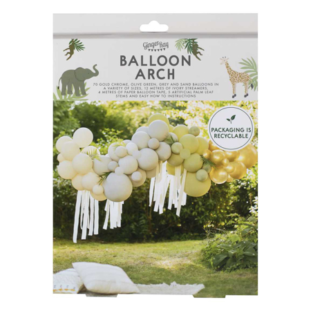 Ginger Ray® Arco di palloncini Green, Cream, Grey & Gold Chrome Balloon