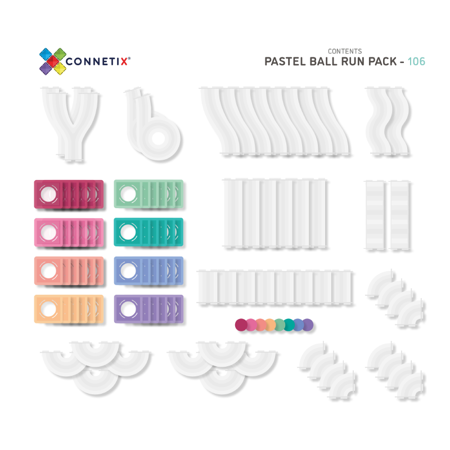 Connetix® Tessere Magnetiche Pista per biglie  Pastel Ball Run Pack 106 pezzi