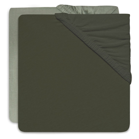 Immagine di Jollein® Lenzuolo di cotone Ash Green/Leaf Green 2 pezzi 120x60
