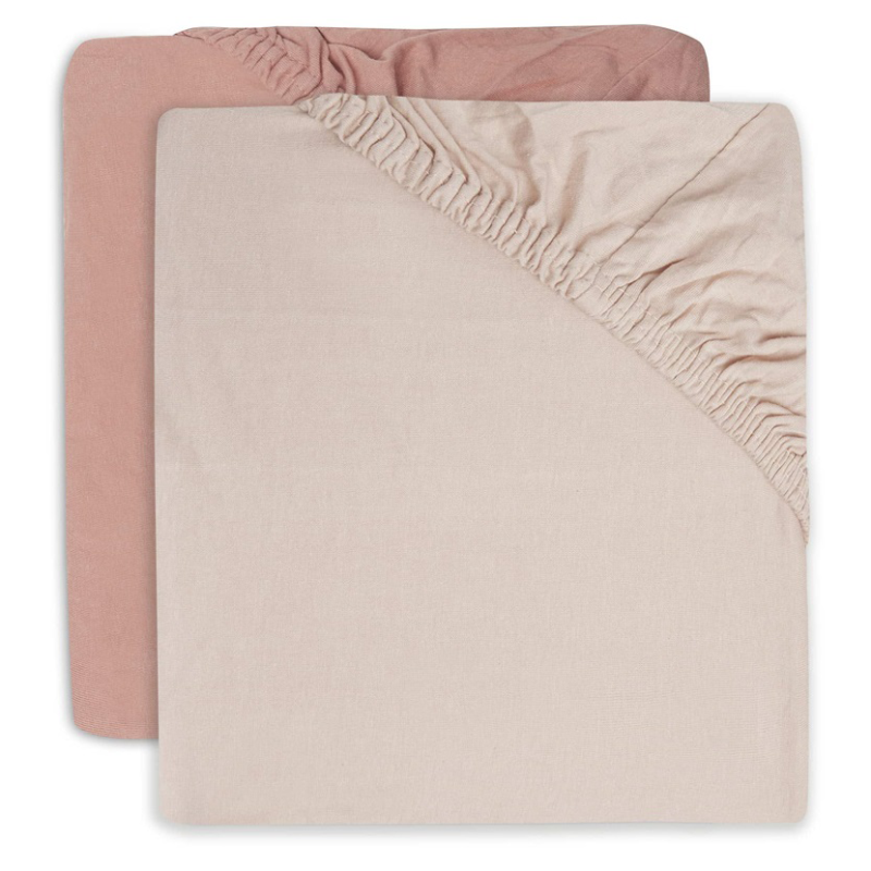 Immagine di Jollein® Lenzuolo di cotone Pale Pink/Rosewood 2 pezzi 120x60