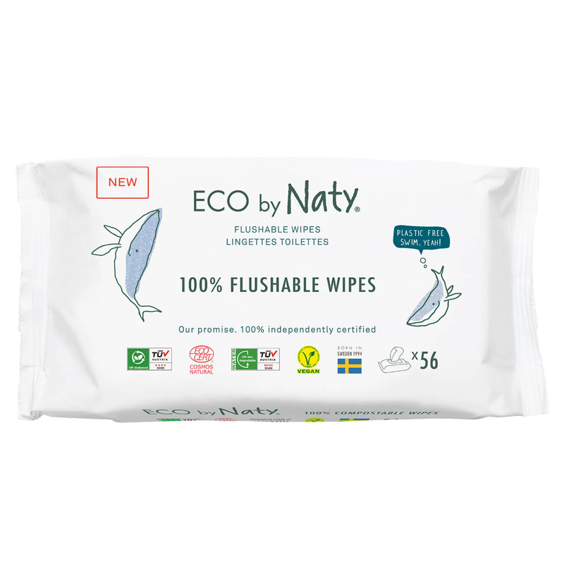 Immagine di Eco by Naty® Salviettine rinfrescanti Flushable 56 pezzi