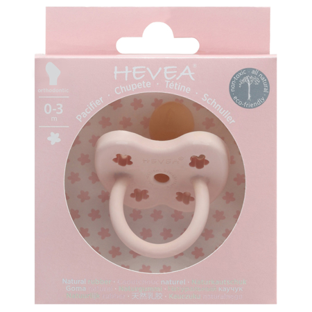 Immagine di Hevea® Ciuccio ortodontico in caucciù FIORE (0-3m) Powder Pink