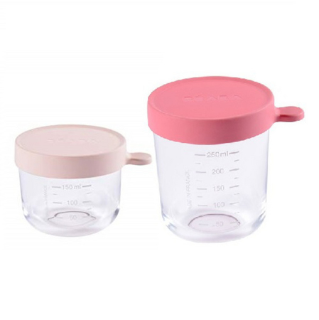 Beaba® Set di 2 contenitori in vetro 150ml in 250ml Pink