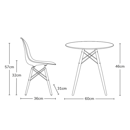 Immagine di EM Furniture Set tavolino e 2 sedie per bambini Grey