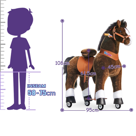 Immagine di PonyCycle® Cavallo con ruote - Chocolate Brown with White Hoof (7+A)