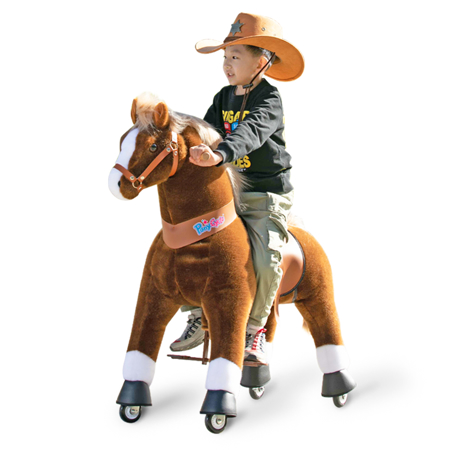 Immagine di PonyCycle® Cavallo con ruote - Brown with White Hoof (7+A)