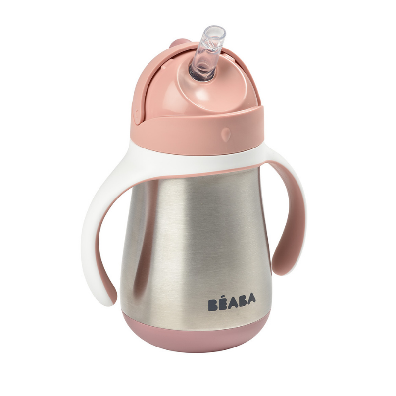 Immagine di Beaba® Tazza termica con cannuccia in acciaio inossidabile 250ml Old Pink