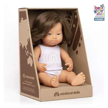 Miniland® Bambola Caucasian Girl with Down Syndrome 38cm